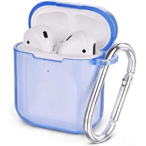 غطاء حافظة AIRSPO Airpods، غطاء واقٍ شفاف ناعم من مادة TPU متوافق مع حافظة شحن لاسلكية Apple AirPods 1/2 مع سلسلة مفاتيح (شفاف) in Kuwait