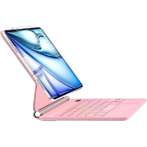 Keyboard Case for iPad Air 13 inch,iPad Pro 12.9 inch (3/4/5/6th Gen) Magic Magnetic Backlit Keyboard Case - Easy-Set Floating Cantilever Stand, Multi-Touch Trackpad Keyboard (Pink)