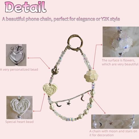 Phone Charm Bead Phone Chain Cell Phone Accessories Y2K Wrist Lanyard for Phone Case in Saudi Arabia