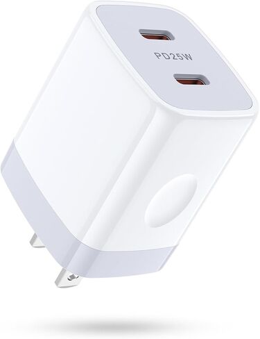 كتلة شاحن USB C، 25 وات 2 منفذ نوع C شاحن جداري شحن سريع مزدوج PD قابس محول الطاقة لهاتف iPhone 16 Pro Max 15/15 Pro/15 Pro Max/15 Plus، Samsung Galaxy S24 S23 S22 S21 S20 A15 A14 Android Phone in Saudi Arabia