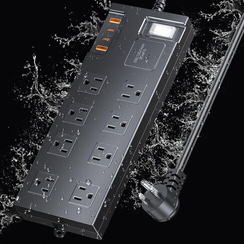 Surge Protector Power Strip Waterproof, Outdoor Extension Cord Multiple Outlets with USB A + C Ports, Waterproof Electrical Box Electrical Outlet Box Extender Power Strip Cord 20FT in Kuwait