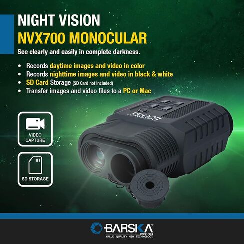 منظار رقمي أحادي للرؤية الليلية NVX700 من بارسكا BQ13506، أسود، مقاس واحد in Saudi Arabia