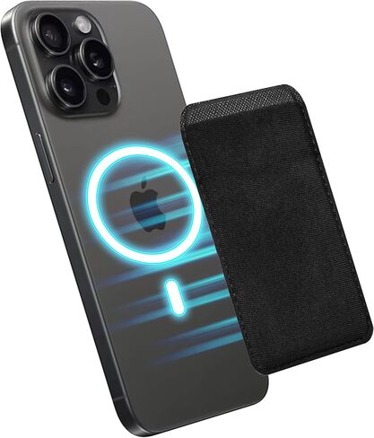 Gecko Travel Tech Magnetic Card Wallet for Cellphones - Spandex Card Holder for Phone - Compatible with Magsafe iPhone (Single Pocket -Blank- Black) in Saudi Arabia