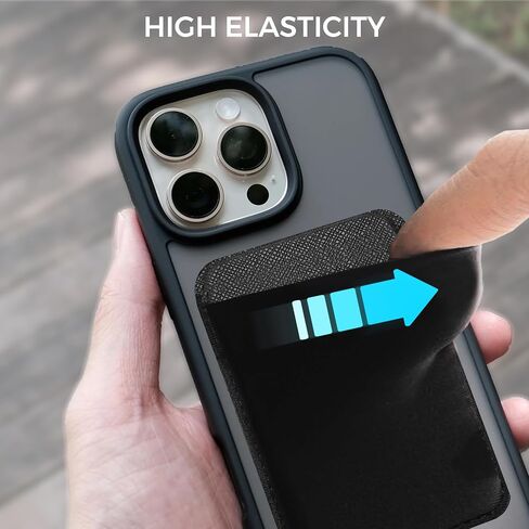 Gecko Travel Tech Magnetic Card Wallet for Cellphones - Spandex Card Holder for Phone - Compatible with Magsafe iPhone (Single Pocket -Blank- Black) in Saudi Arabia