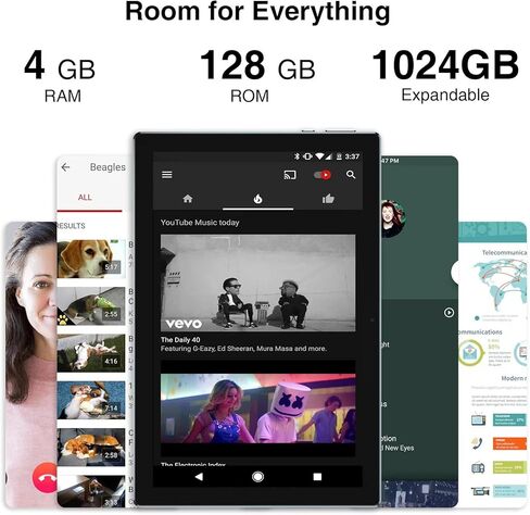 NVCP20Pro 10.1-inch 1280x800 IPS HD Touchscreen Tablet with 4GB RAM, 128GB ROM, Bluetooth Keyboard, Mouse, and Protective Cover - Black in Kuwait