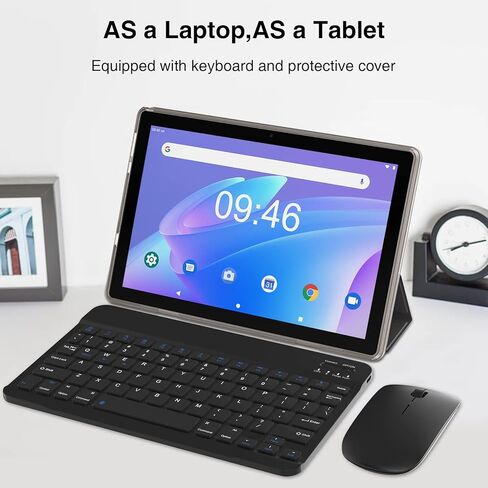NVCP20Pro 10.1-inch 1280x800 IPS HD Touchscreen Tablet with 4GB RAM, 128GB ROM, Bluetooth Keyboard, Mouse, and Protective Cover - Black in Kuwait