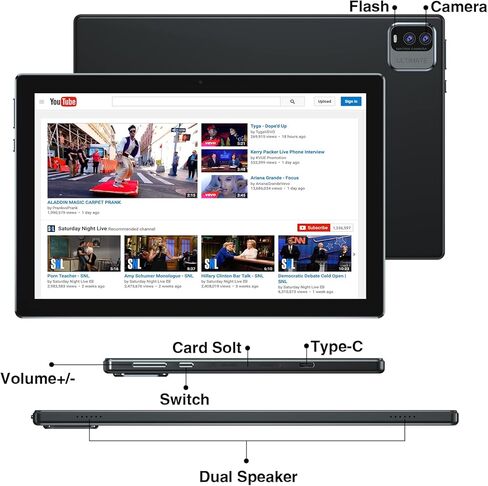 NVCP20Pro 10.1-inch 1280x800 IPS HD Touchscreen Tablet with 4GB RAM, 128GB ROM, Bluetooth Keyboard, Mouse, and Protective Cover - Black in Kuwait