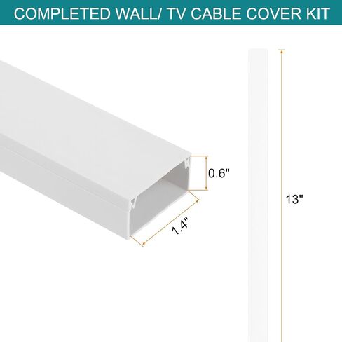 HARFINGTON 2pcs Cord Hider Wall 13inx2inx1in (LxWxH) PVC Cable Cover Self Adhesive Wire Hider Wall Mounted TV Cable Raceway for Cables Management (26in Total Length) in Saudi Arabia