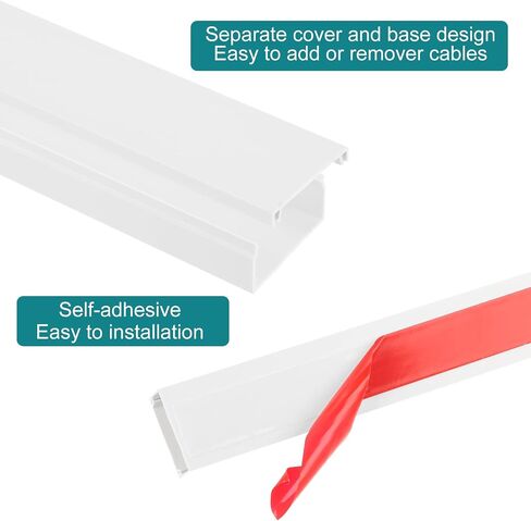 HARFINGTON 2pcs Cord Hider Wall 13inx2inx1in (LxWxH) PVC Cable Cover Self Adhesive Wire Hider Wall Mounted TV Cable Raceway for Cables Management (26in Total Length) in Saudi Arabia
