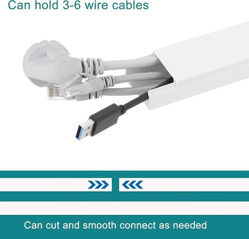 HARFINGTON 2pcs Cord Hider Wall 13inx2inx1in (LxWxH) PVC Cable Cover Self Adhesive Wire Hider Wall Mounted TV Cable Raceway for Cables Management (26in Total Length) in Saudi Arabia