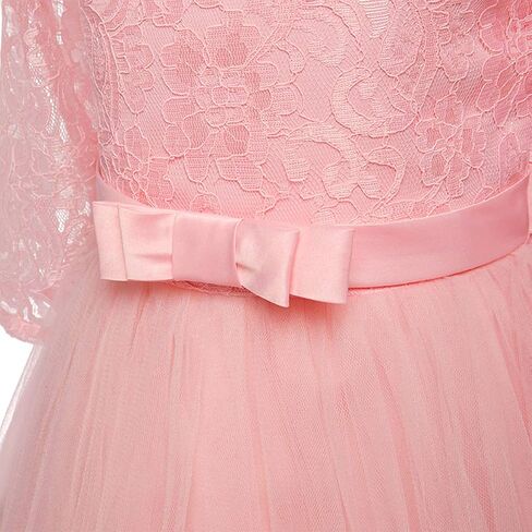 Flower Girl Lace Dress for Kids Wedding Bridesmaid Pageant Party Prom Formal Ball Gown Princess Puffy Tulle Dresses in Kuwait