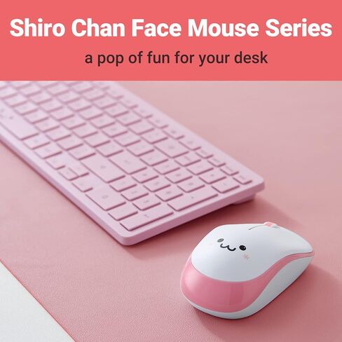 ELECOM Cute Face Mouse, 2.4GHz USB Wireless, Ambidextrous Design, Silent Click, Lightweight, Portable, Girly White Pink Computer Mice, Plug and Play, Girls and Kids, for PC, Laptop, Windows and Mac in Saudi Arabia
