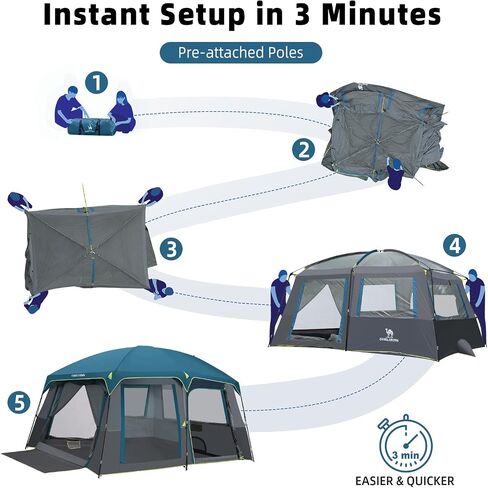 CAMEL CROWN Camping Tents 10 Person Family Cabin Tent with 2 Doors and 4 Windows Large Multiple Room Tent with Floor Mats Tents for Camping Outdoor Hiking in Saudi Arabia