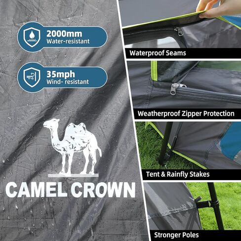 CAMEL CROWN Camping Tents 10 Person Family Cabin Tent with 2 Doors and 4 Windows Large Multiple Room Tent with Floor Mats Tents for Camping Outdoor Hiking in Saudi Arabia