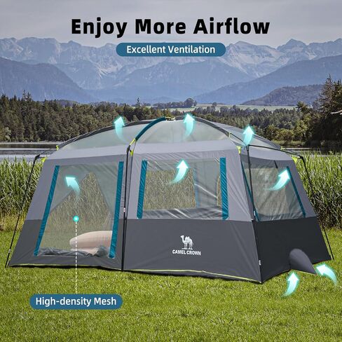 CAMEL CROWN Camping Tents 10 Person Family Cabin Tent with 2 Doors and 4 Windows Large Multiple Room Tent with Floor Mats Tents for Camping Outdoor Hiking in Saudi Arabia