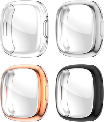 Screen Protector Case for Fitbit Sense 2/Fitbit Versa 4 Smartwatch, [4-Pack] Anti-Scratch TPU Plated Bumper Full Face Cover Accessories for Fitbit Versa 4/Fitbit Sense 2 in Kuwait