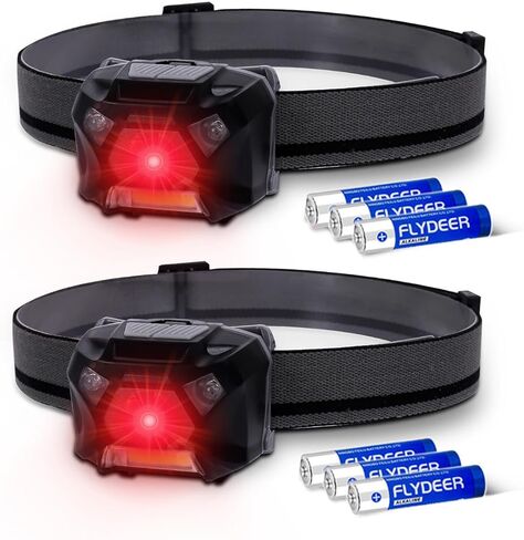 KunHe Pack 2 Red Light LED Headlamps Flashlights Headlight Bright Head Lamp for Adults Night Vision and Outdoor Camping in Saudi Arabia