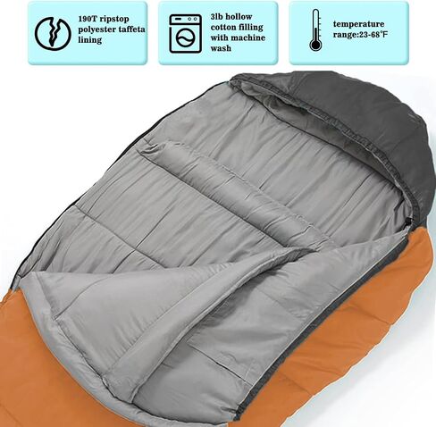 Mummy Sleeping Bag, Adult and Teen Cold Weather Sleeping Bag are Suitable for Temperatures from 23 to 62 ℉ Backpacking and Camping Sleeping Bag in Saudi Arabia