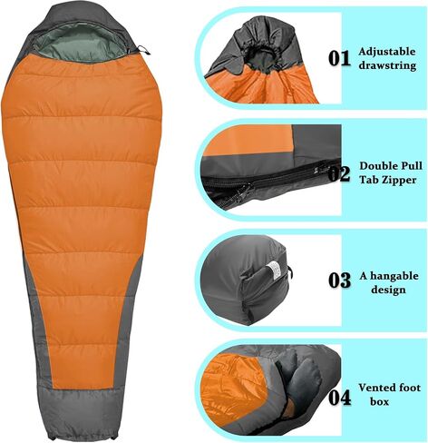 Mummy Sleeping Bag, Adult and Teen Cold Weather Sleeping Bag are Suitable for Temperatures from 23 to 62 ℉ Backpacking and Camping Sleeping Bag in Saudi Arabia