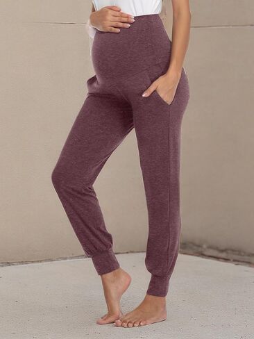 AMPOSH Women's Maternity Pants Stretchy Lounge Workout Sweatpants Casual Loose Comfy Pregnancy Joggers with Pockets in Saudi Arabia
