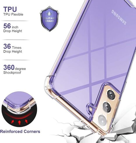 KIOMY Clear Case for Samsung Galaxy S21 5G Airbag Corners Shockproof Bumper Protective Phone Cover, Hybrid Design Hard PC Back with Flexible TPU Frame in Saudi Arabia