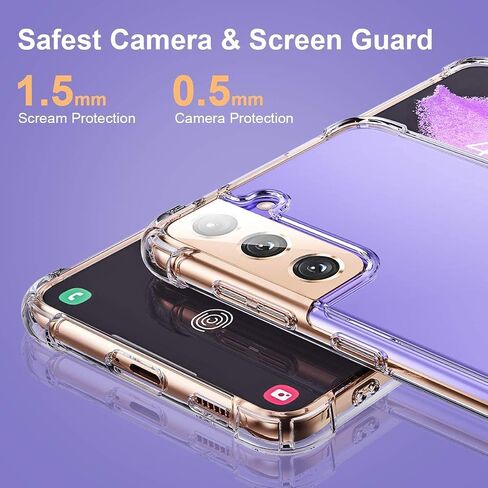 KIOMY Clear Case for Samsung Galaxy S21 5G Airbag Corners Shockproof Bumper Protective Phone Cover, Hybrid Design Hard PC Back with Flexible TPU Frame in Saudi Arabia