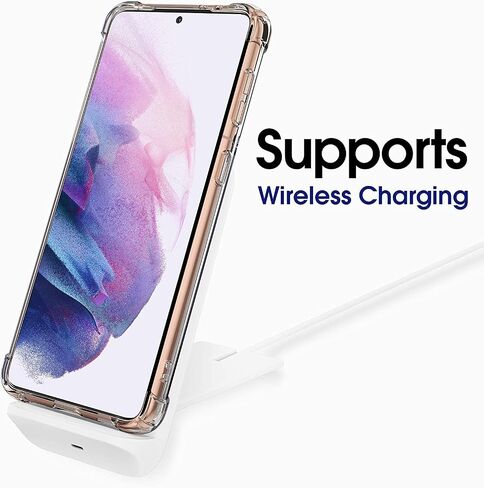 KIOMY Clear Case for Samsung Galaxy S21 5G Airbag Corners Shockproof Bumper Protective Phone Cover, Hybrid Design Hard PC Back with Flexible TPU Frame in Saudi Arabia