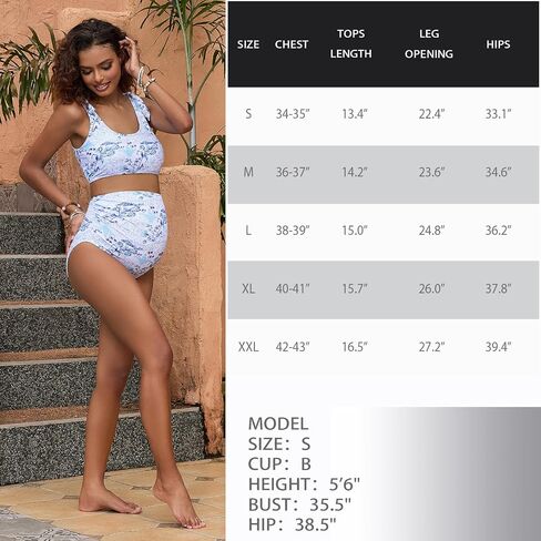 GINKANA Maternity Bikini Set Two Piece Pregnancy Swimsuit Tie Shoulder Straps High Waist Swimwear Pregnancy Bathing Suits in Saudi Arabia