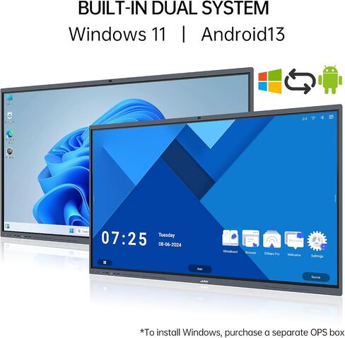 JAV Smart Board 65 Inch Whiteboard Smartboard Interactive Whiteboard, Digital Smart White Bboard Support Dual System Smartboard for Classroom and Business(Wall Mount Included) in Saudi Arabia