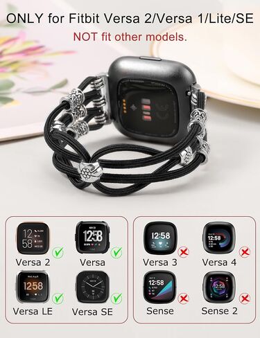 TOYOUTHS سوار مطرز متوافق مع Fitbit Versa 2/Fitbit Versa/Versa Lite Bands للنساء، بوهو ناعم مرن قابل للتمدد من النايلون المضفر حزام فاخر مصمم سوار معصم رياضي مسامي in Saudi Arabia