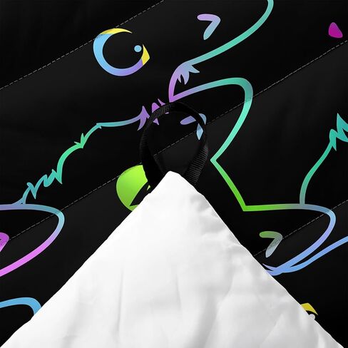 axolotl الأسود النيون القط بطانية التخييم، صورة ظلية القط قابلة للتعبئة بطانية في الهواء الطلق، الأزرق الأخضر للماء خفيفة الوزن الدافئة منتفخ المطبوعة بطانية، القط عاشق السفر بطانية للتخييم، والسفر، والاستاد، والمشي لمسافات طويلة in Kuwait