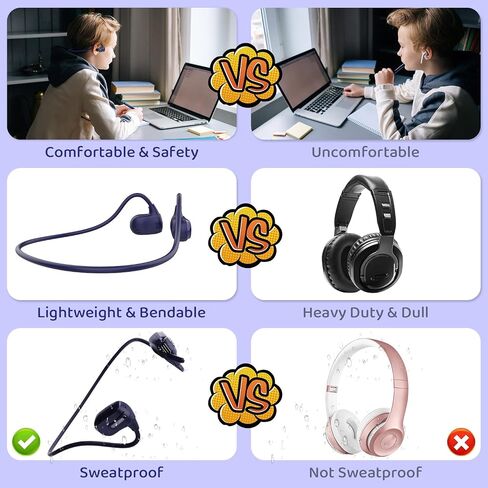 BANIGIPA Kids Headphones, Open Ear Headphones Comfortable for Teens Child Boys Girls, Wireless Bluetooth 5.4 Headset w/Mic for School/Tablet/Travel, 13g Ultra-Light, Protect Hearing, 10H Playtime in Saudi Arabia