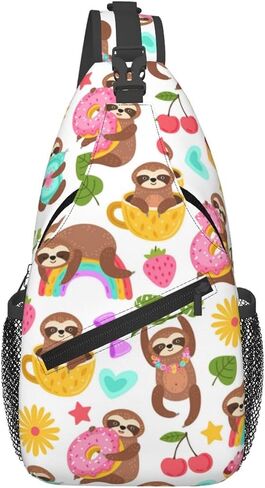 Cute Sloth Sling Backpack Chest Bag Crossbody Shoulder Bag Gym Cycling Travel Hiking Daypack For Men Women in Saudi Arabia
