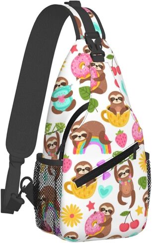 Cute Sloth Sling Backpack Chest Bag Crossbody Shoulder Bag Gym Cycling Travel Hiking Daypack For Men Women in Saudi Arabia