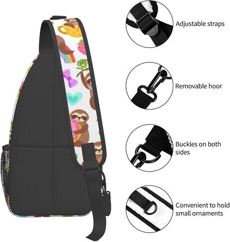 Cute Sloth Sling Backpack Chest Bag Crossbody Shoulder Bag Gym Cycling Travel Hiking Daypack For Men Women in Saudi Arabia