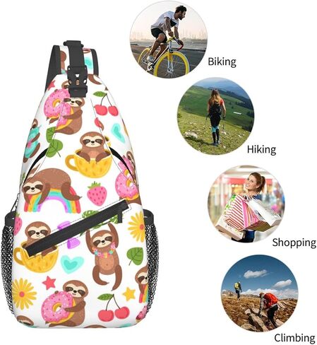 Cute Sloth Sling Backpack Chest Bag Crossbody Shoulder Bag Gym Cycling Travel Hiking Daypack For Men Women in Saudi Arabia