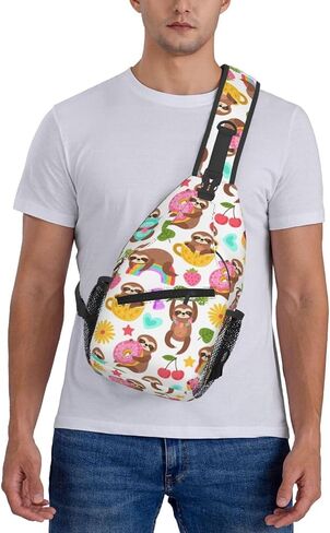 Cute Sloth Sling Backpack Chest Bag Crossbody Shoulder Bag Gym Cycling Travel Hiking Daypack For Men Women in Saudi Arabia