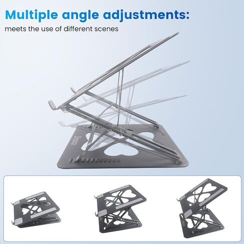 Laptop Stand for Desk, Adjustable Laptop Stand, Up to 55 lbs for 10-20'' Laptops, Grey in Saudi Arabia