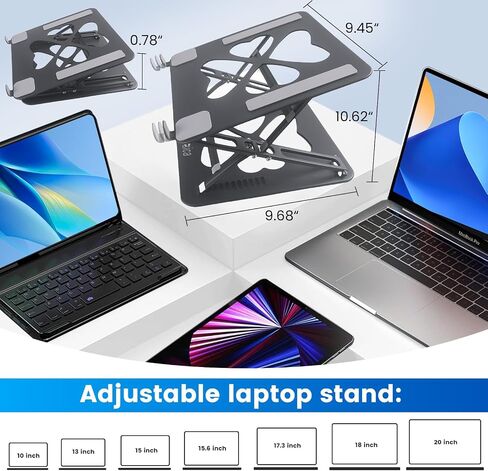 Laptop Stand for Desk, Adjustable Laptop Stand, Up to 55 lbs for 10-20'' Laptops, Grey in Saudi Arabia