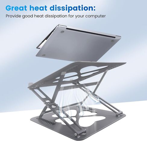 Laptop Stand for Desk, Adjustable Laptop Stand, Up to 55 lbs for 10-20'' Laptops, Grey in Saudi Arabia