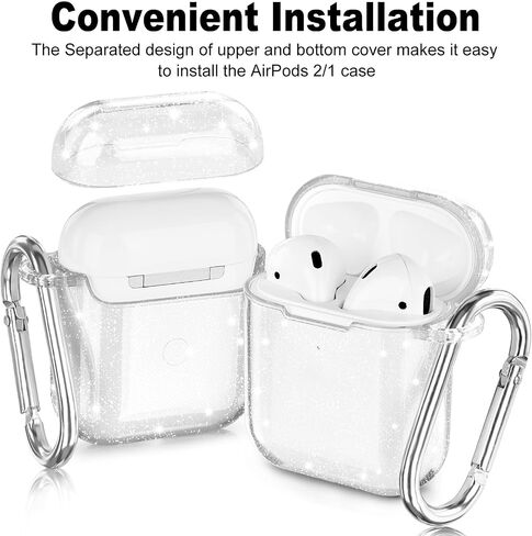 AIRSPO Airpods Case Cover, Clear Soft TPU Protective Cover Compatible with Apple AirPods 1/2 Wireless Charging Case with Keychain (Clear) in Saudi Arabia