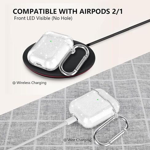 AIRSPO Airpods Case Cover, Clear Soft TPU Protective Cover Compatible with Apple AirPods 1/2 Wireless Charging Case with Keychain (Clear) in Saudi Arabia