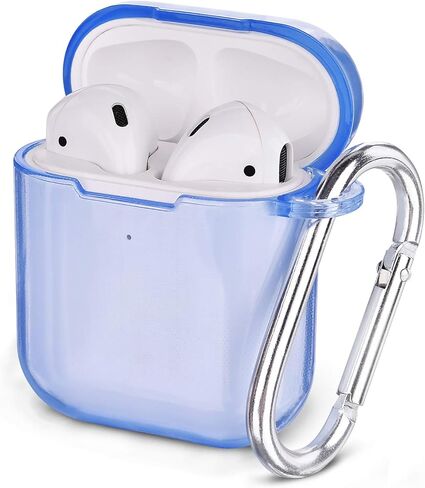 غطاء حافظة AIRSPO Airpods، غطاء واقٍ شفاف ناعم من مادة TPU متوافق مع حافظة شحن لاسلكية Apple AirPods 1/2 مع سلسلة مفاتيح (شفاف) in Kuwait
