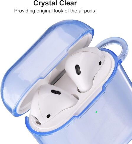 غطاء حافظة AIRSPO Airpods، غطاء واقٍ شفاف ناعم من مادة TPU متوافق مع حافظة شحن لاسلكية Apple AirPods 1/2 مع سلسلة مفاتيح (شفاف) in Kuwait