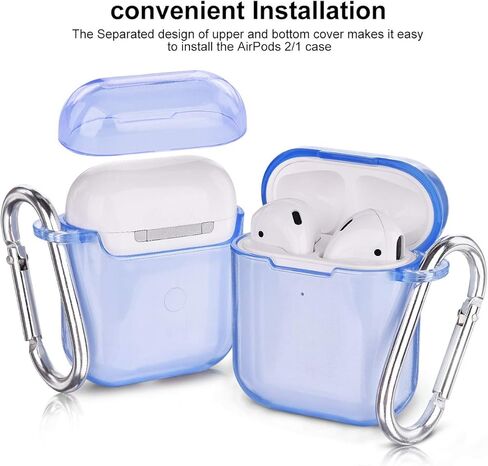 غطاء حافظة AIRSPO Airpods، غطاء واقٍ شفاف ناعم من مادة TPU متوافق مع حافظة شحن لاسلكية Apple AirPods 1/2 مع سلسلة مفاتيح (شفاف) in Kuwait