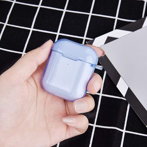 غطاء حافظة AIRSPO Airpods، غطاء واقٍ شفاف ناعم من مادة TPU متوافق مع حافظة شحن لاسلكية Apple AirPods 1/2 مع سلسلة مفاتيح (شفاف) in Kuwait