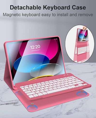 iPad 10th Generation Case with Keyboard 10.9" 2022 iPad Keyboard Case, Magnetic Detachable BT Keyboard ith Premium Protective Cover & Pencil Holder for Apple iPad 2022 10.9 Inch (Sky Blue) in Saudi Arabia