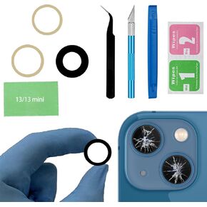 for iPhone 13 6.1 Inch Back Camera Glass Replacement, MrR.OMW for iPhone 13 Mini 5.4 Inch Rear Camera Lens Glass Replacement with Dual-Sided and Adhesive Repair Tool Kit