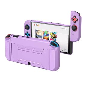 Switch OLED Case Protective Case for Nintendo Switch OLED Model 2021, Dockable Flip Case for Switch OLED and Joy-Con Controller Grip Case with Screen Protector & 2 Thumb Grip Caps