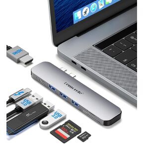 Lemorele USB C Hub for MacBook Pro/Air M1 M2 2022 2021 2020 2019 2018 13" 15" 16", 7 in 2 Multiport Adapter Hub Mac Dongle w/4K HDMI, 3 USB 3.0, SD/TF 3.0, 100W PD 40Gbps Thunderbolt 3/4